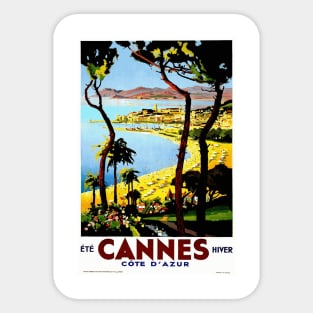 Cannes (Cote d'Azur), France - Vintage Travel Poster Design Sticker